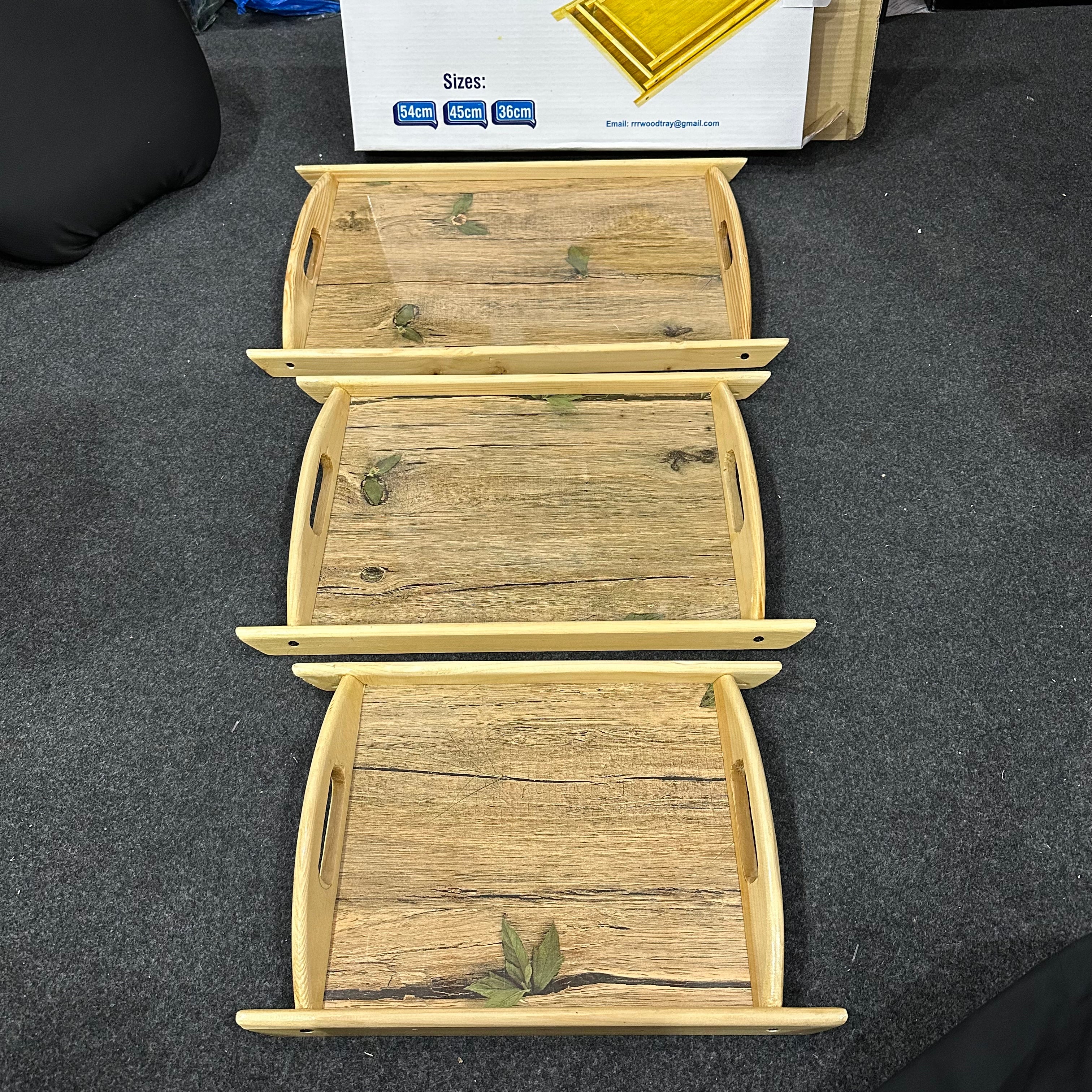 Wooden tray set of 3